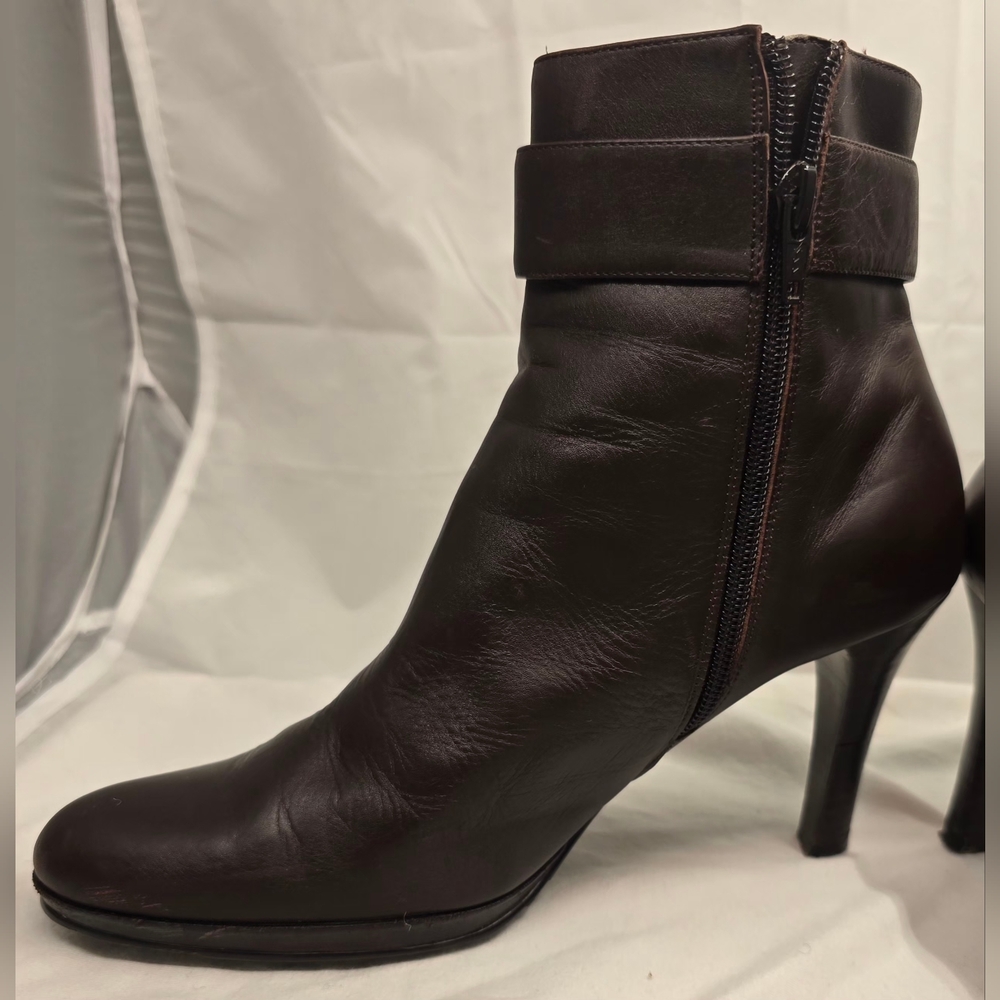 Alfani Dark Brown Leather Ankle Boots with Buckle 7 1/2 - Picture 5 of 11